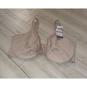Playtex Secrets 4423 Front Close Unljned Underwire Bra Lace Womens 48G Beige New